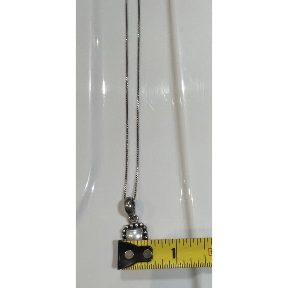 Silpada Sterling 925 Button Frame Mother of Pearl EARRINGS Necklace SET Italy - Picture 8 of 10